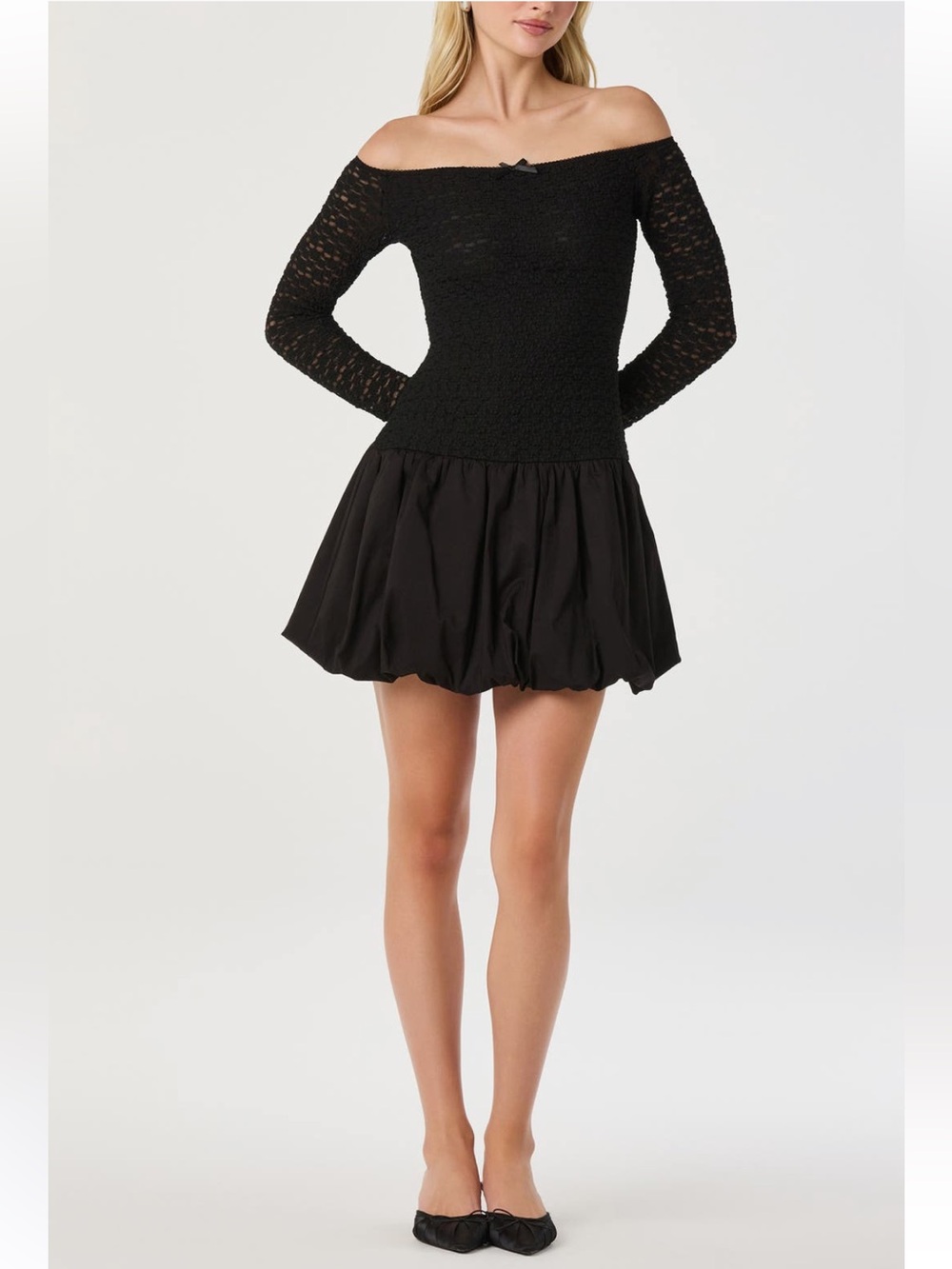 ASTR the Label Off the Shoulder Bubble Mini Dress